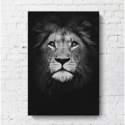 Minimalist Lion Head Canvas Paintings Black White